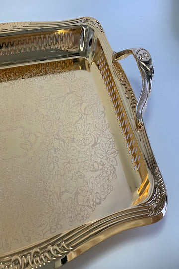 Rectangle Gold Effect Polished Serving Tray