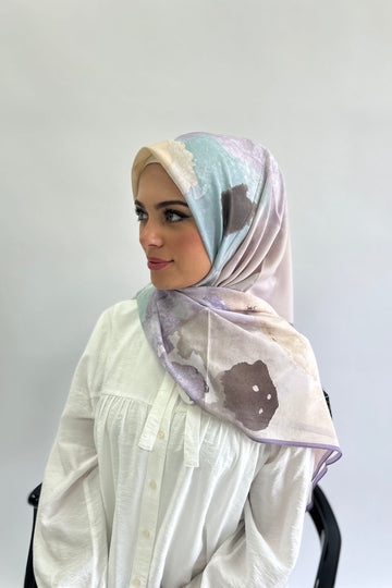 Premium Karaca Soft Chiffon Watercolour Print  square Hijab