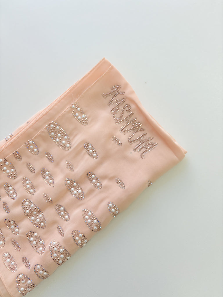 Kashkha Oval Pearl Chiffon Long Hijab