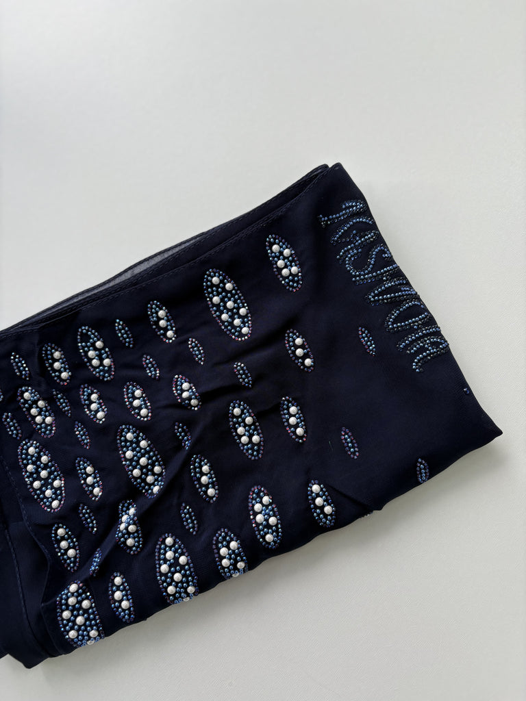 Kashkha Oval Pearl Chiffon Long Hijab