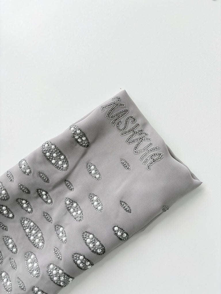 Kashkha Oval Pearl Chiffon Long Hijab