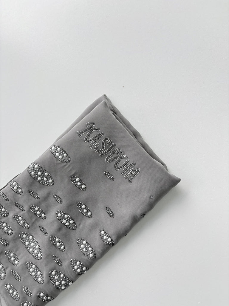 Kashkha Oval Pearl Chiffon Long Hijab