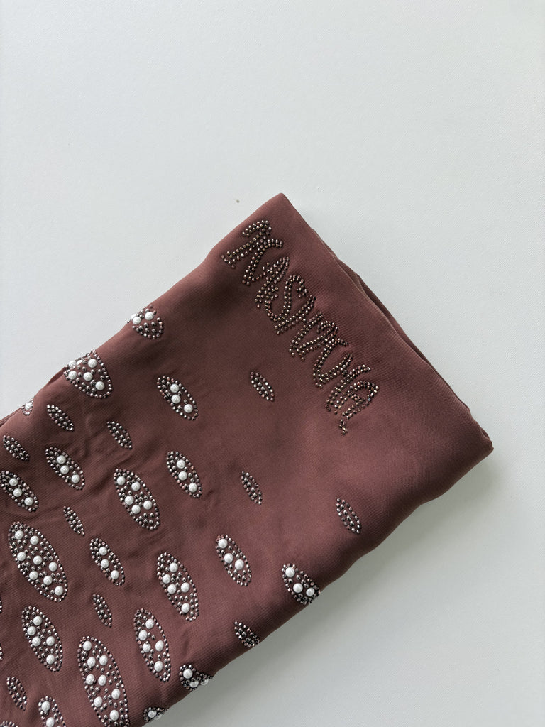 Kashkha Oval Pearl Chiffon Long Hijab