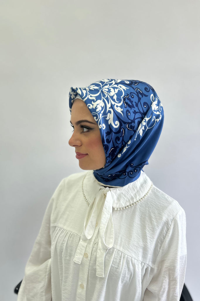 Premium Burden 100cm Square Damask Pattern Silky Hijab