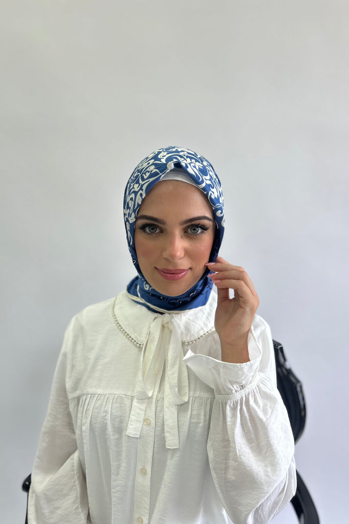 Premium Burden 100cm Square Damask Pattern Silky Hijab