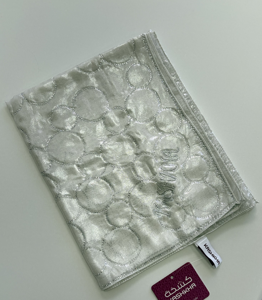Kashkha 110cm Square Circle Diamante Sheer pattern Hijab