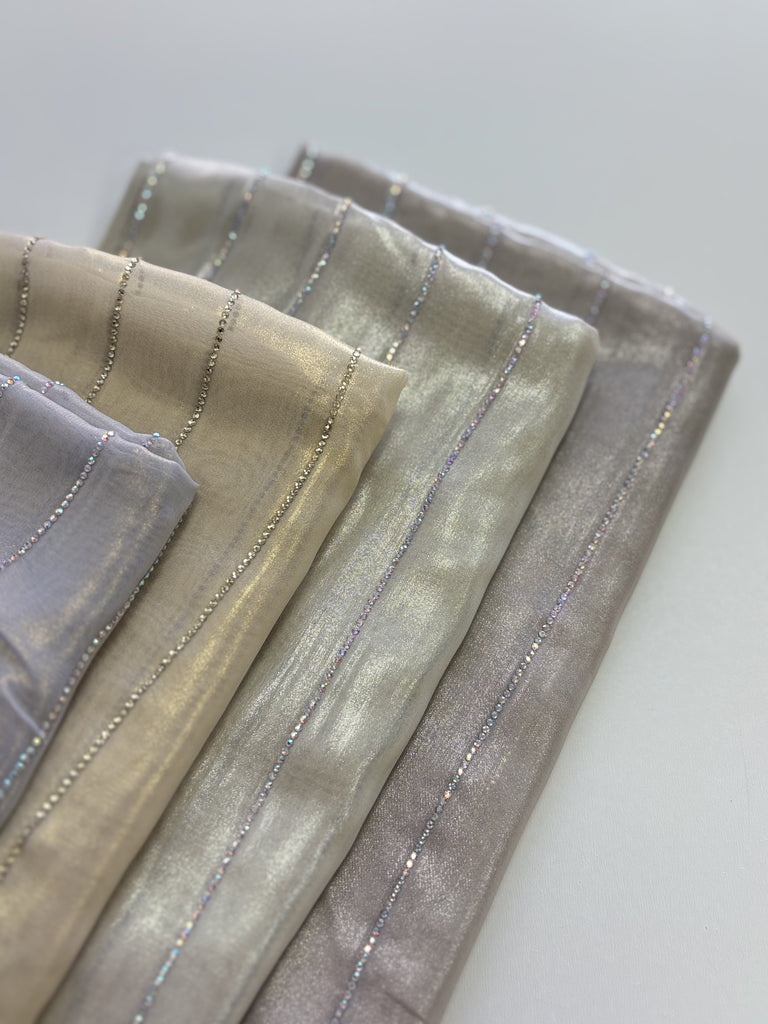 Kashkha Diamante Sheer Pattern Long Chiffon Hijab