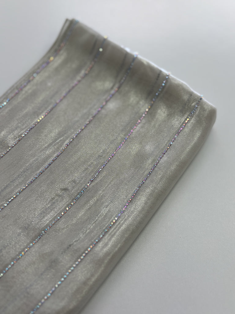 Kashkha Diamante Sheer Pattern Long Chiffon Hijab