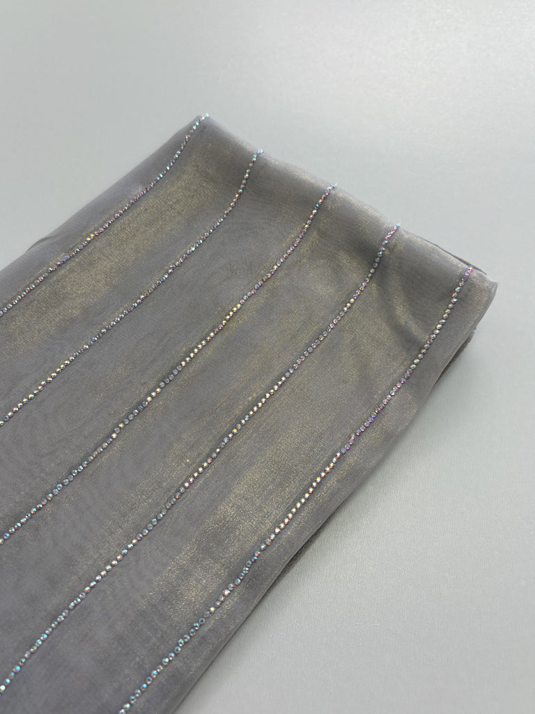 Kashkha Diamante Sheer Pattern Long Chiffon Hijab