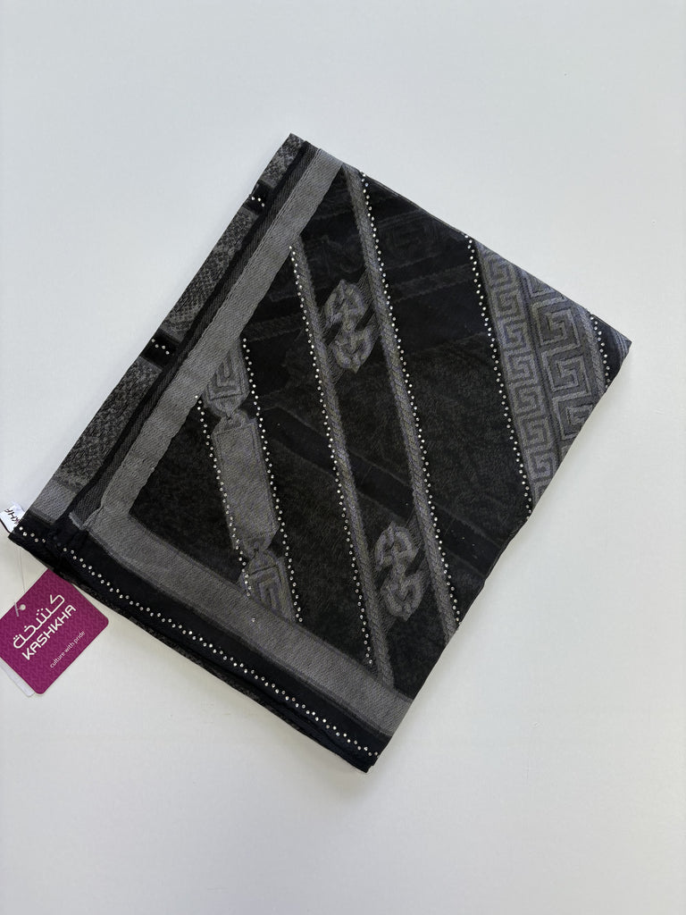 Kashkha Mixed Pattern Diamante Viscose  Long Hijab