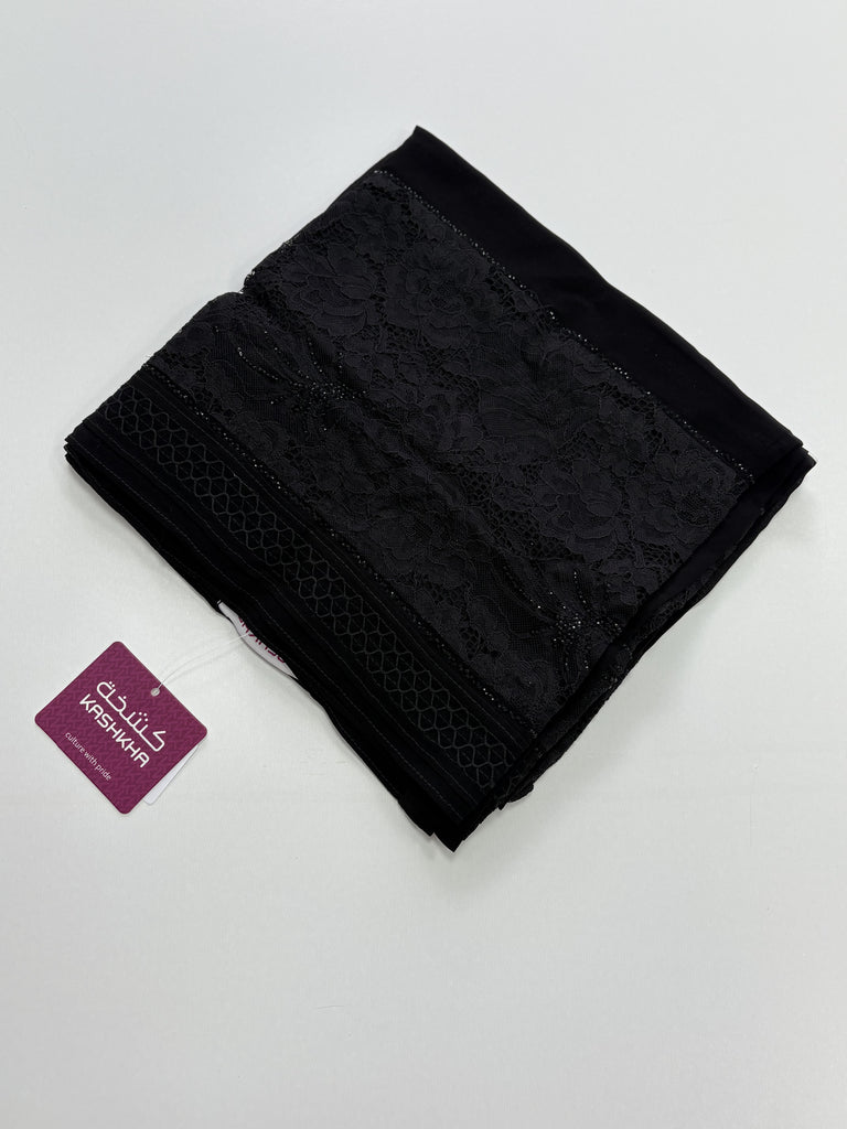 Kashkha Floral Lace Diamante Chiffon Long Hijab