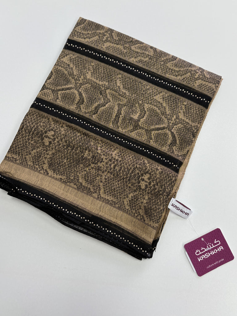 Kashkha Striped Snake Print Chiffon Long Hijab
