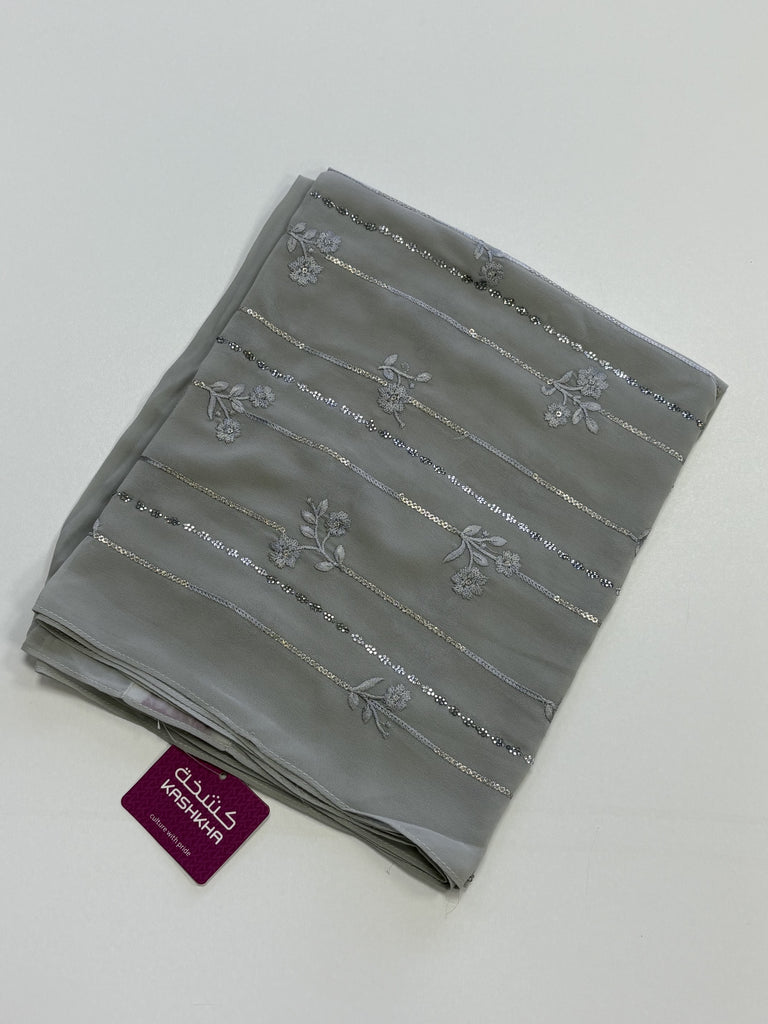 Kashkha Blossom Embroidered Diamante  Long Chiffon Hijab