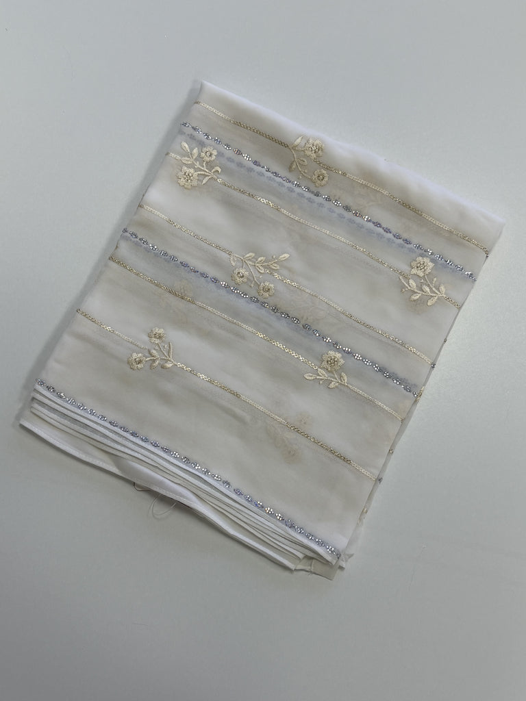 Kashkha Blossom Embroidered Diamante  Long Chiffon Hijab