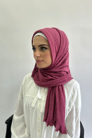 All in-one Burden Ribbed Pleated Long Hijab