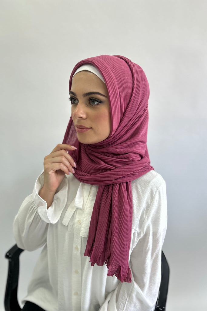 All in-one Burden Ribbed Pleated Long Hijab