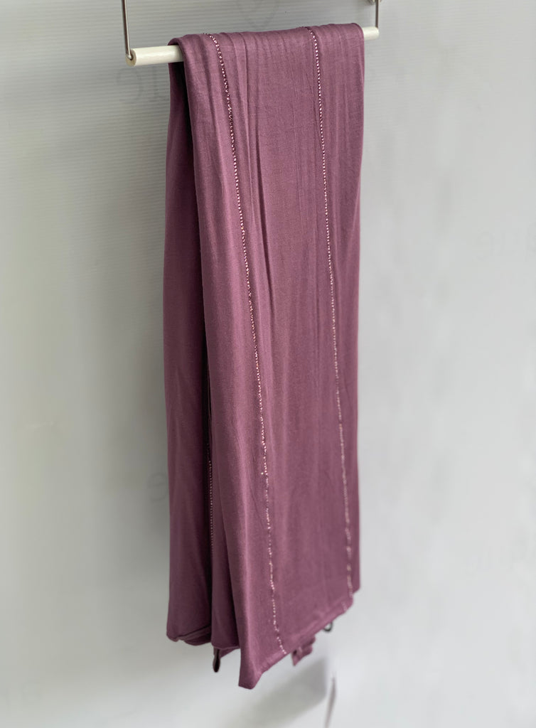 Stripe Diamante Cotton Blend Jersey Hijab