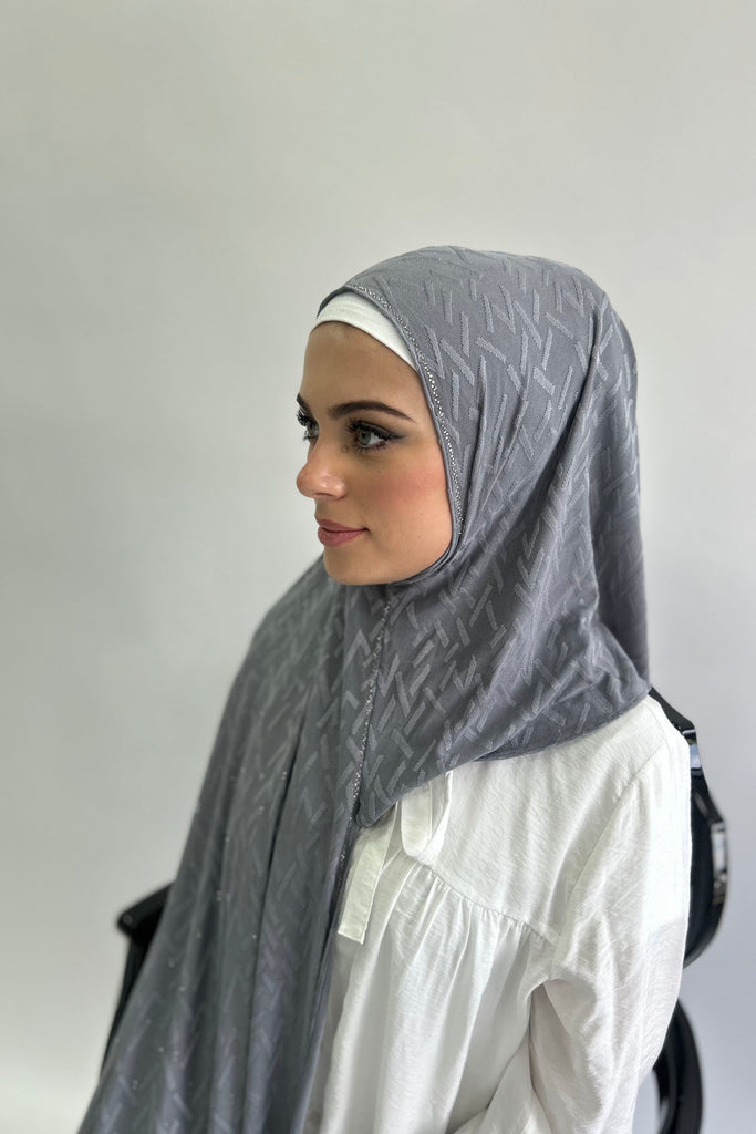 Kashkha All-in-one  Geometric Pattern Diamante Jersey Hijab