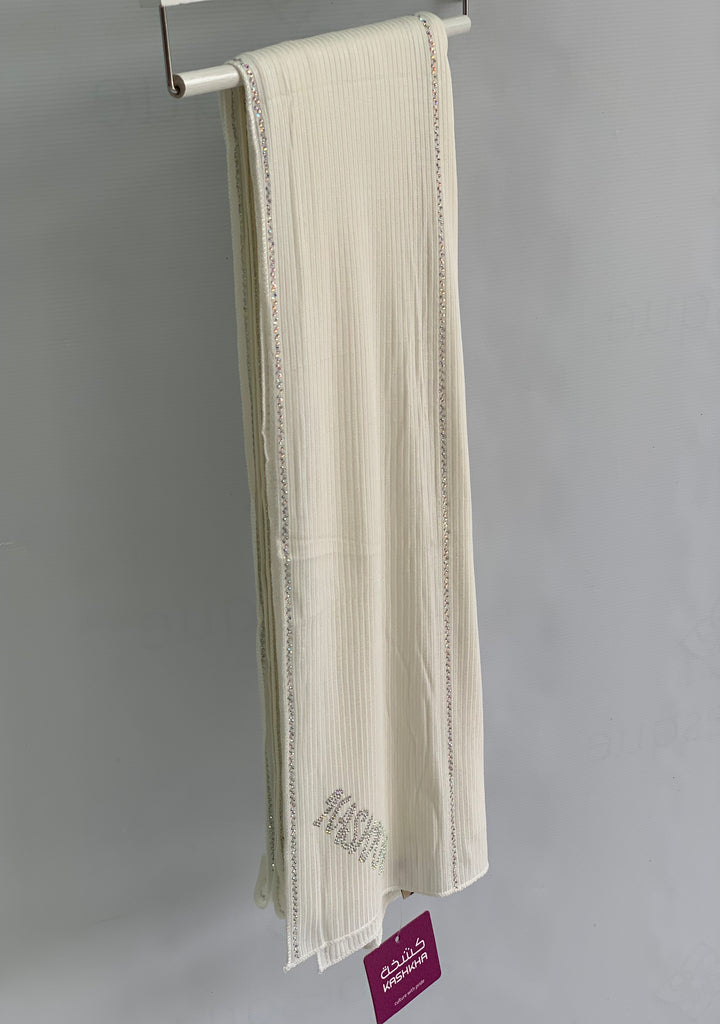 Kashkha Ribbed Stripe Stone Work Jersey Hijab