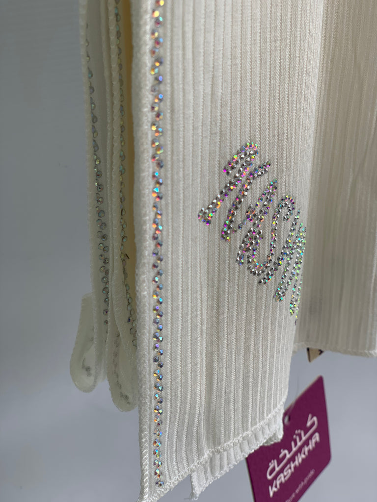 Kashkha Ribbed Stripe Stone Work Jersey Hijab