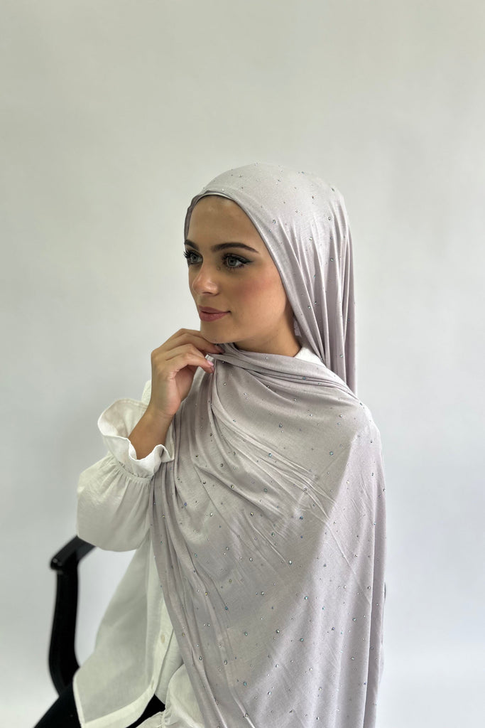 Spotted Diamante Cotton Blend Jersey Hijab