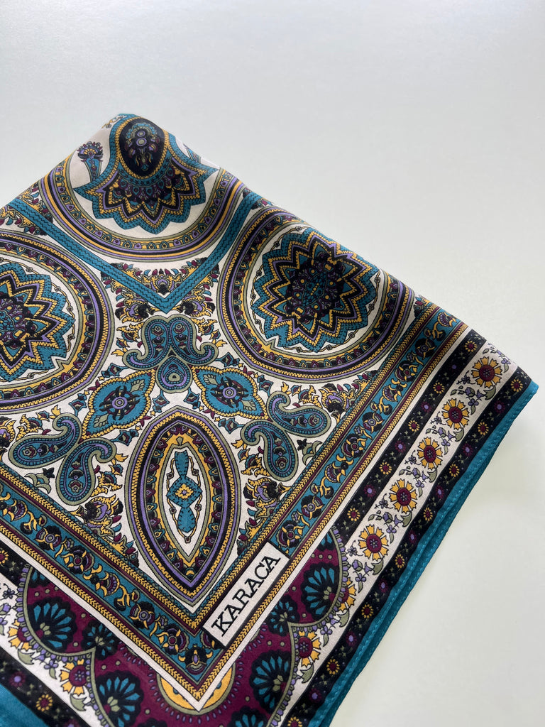 Premium Karaca Garden Medallion 110cm Crepe Square Hijab