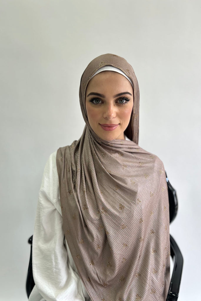 Ribbed Jersey Stone Work Hijab
