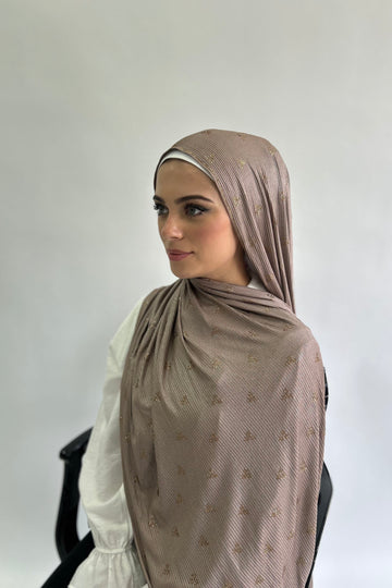 Ribbed Jersey Stone Work Hijab