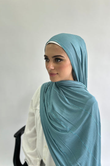 Stripe Diamante Cotton Blend Jersey Hijab