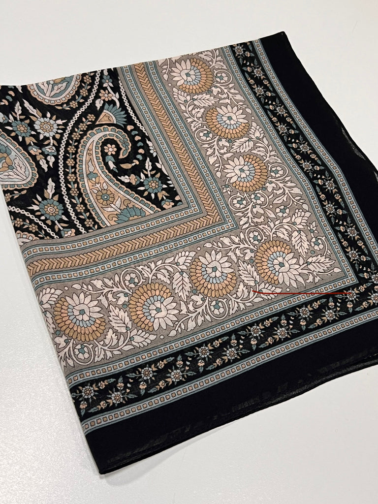 Premium Karaca Paisley Flower 120cm Crepe Square Hijab