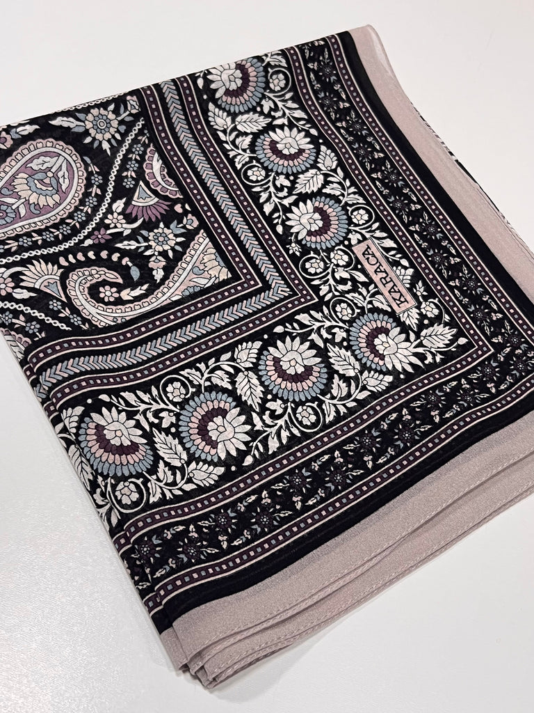 Premium Karaca Paisley Flower 120cm Crepe Square Hijab
