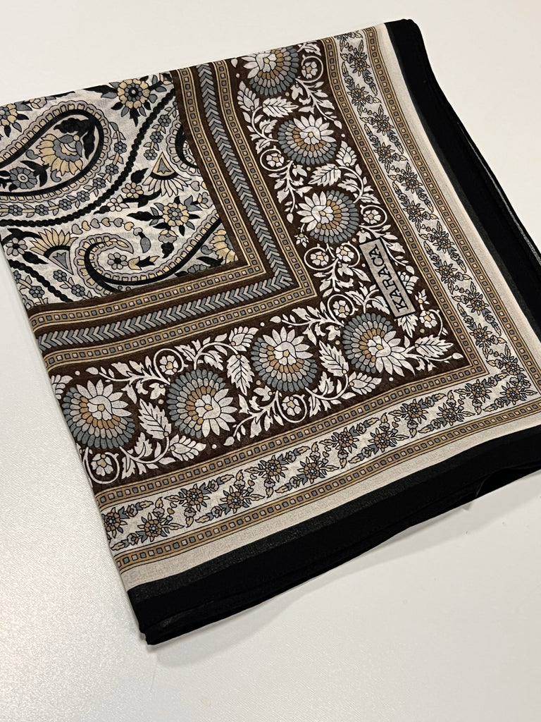 Premium Karaca Paisley Flower 120cm Crepe Square Hijab