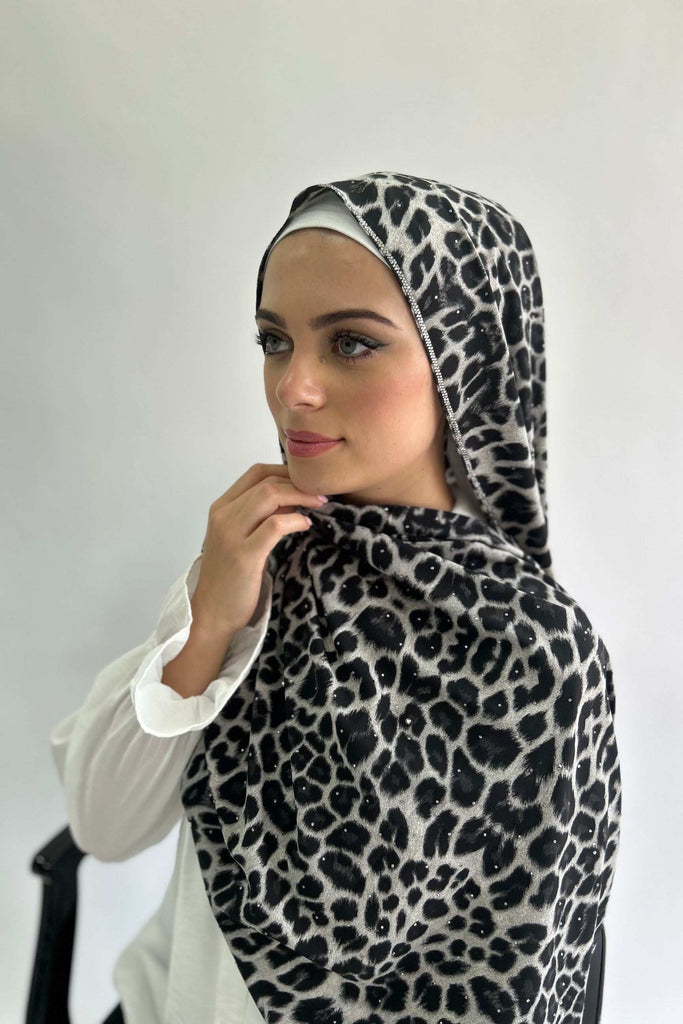 Sharif Luxury Print Diamante Chiffon Long Hijab- 7 Patterns