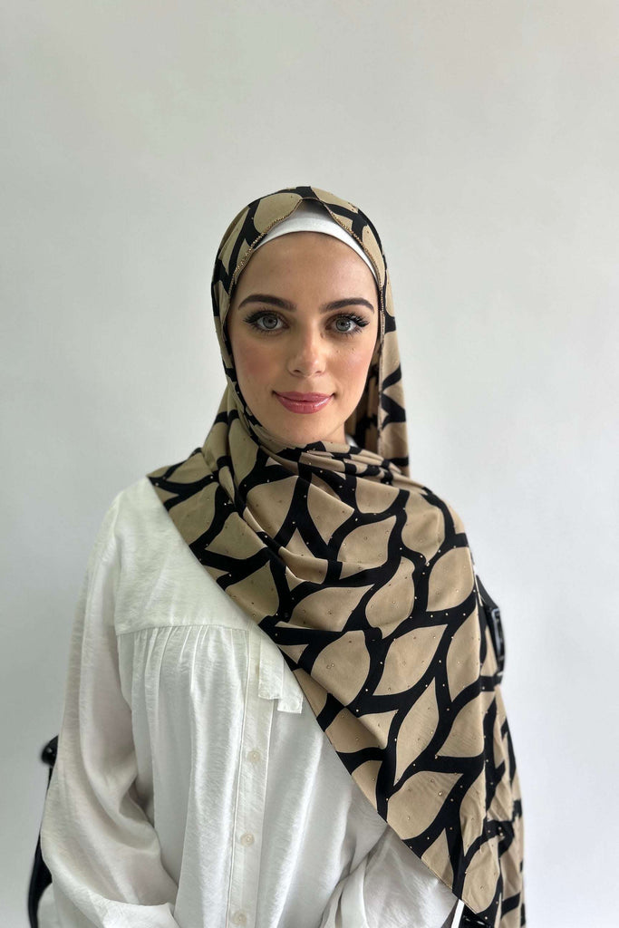 Sharif Luxury Print Diamante Chiffon Long Hijab- 7 Patterns