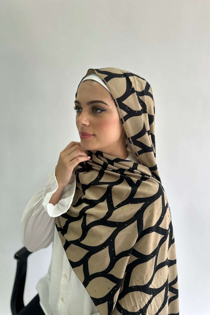 Sharif Luxury Print Diamante Chiffon Long Hijab- 7 Patterns