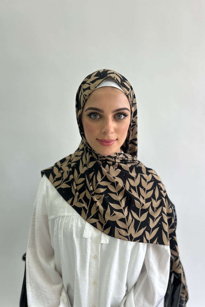 Sharif Luxury Print Diamante Chiffon Long Hijab- 7 Patterns