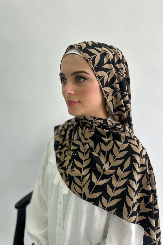 Sharif Luxury Print Diamante Chiffon Long Hijab- 7 Patterns