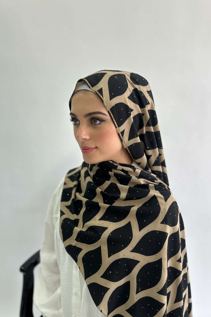 Sharif Luxury Print Diamante Chiffon Long Hijab- 7 Patterns