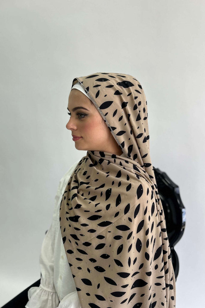 Sharif Luxury Print Diamante Chiffon Long Hijab- 7 Patterns