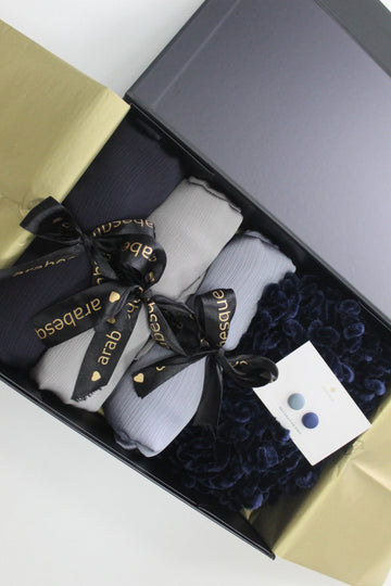 Premium Plain silk chiffon Hijab and Accessories Gift Set (4c)