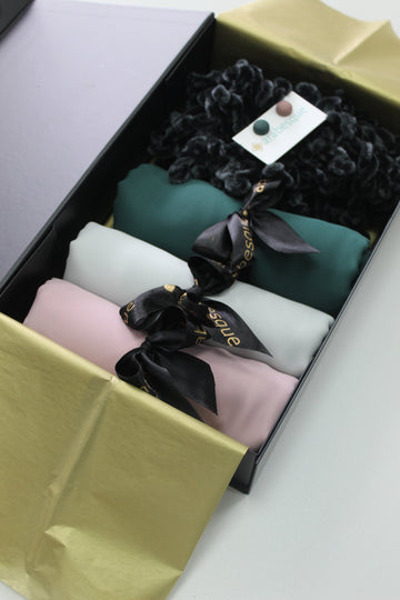 Premium Karaca Safir Chiffon Hijab and Accessories Gift Set (9c) - Spring