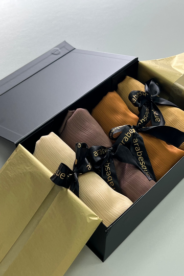 Premium Plain Silk Chiffon Hijab Gift Set (4a) - Browns