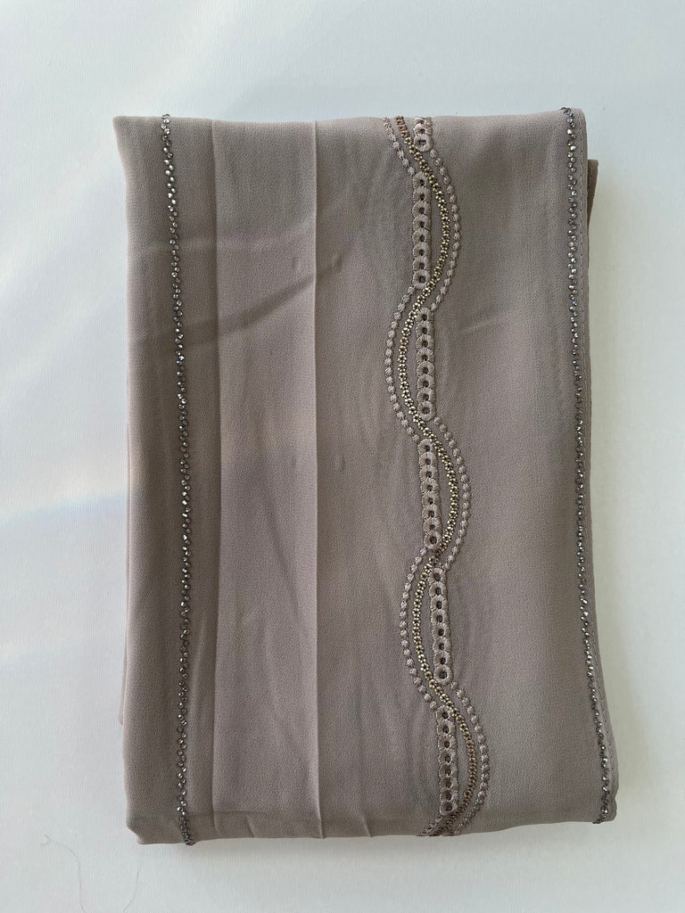 Kashkha Wave Embroidered Chiffon Long Hijab