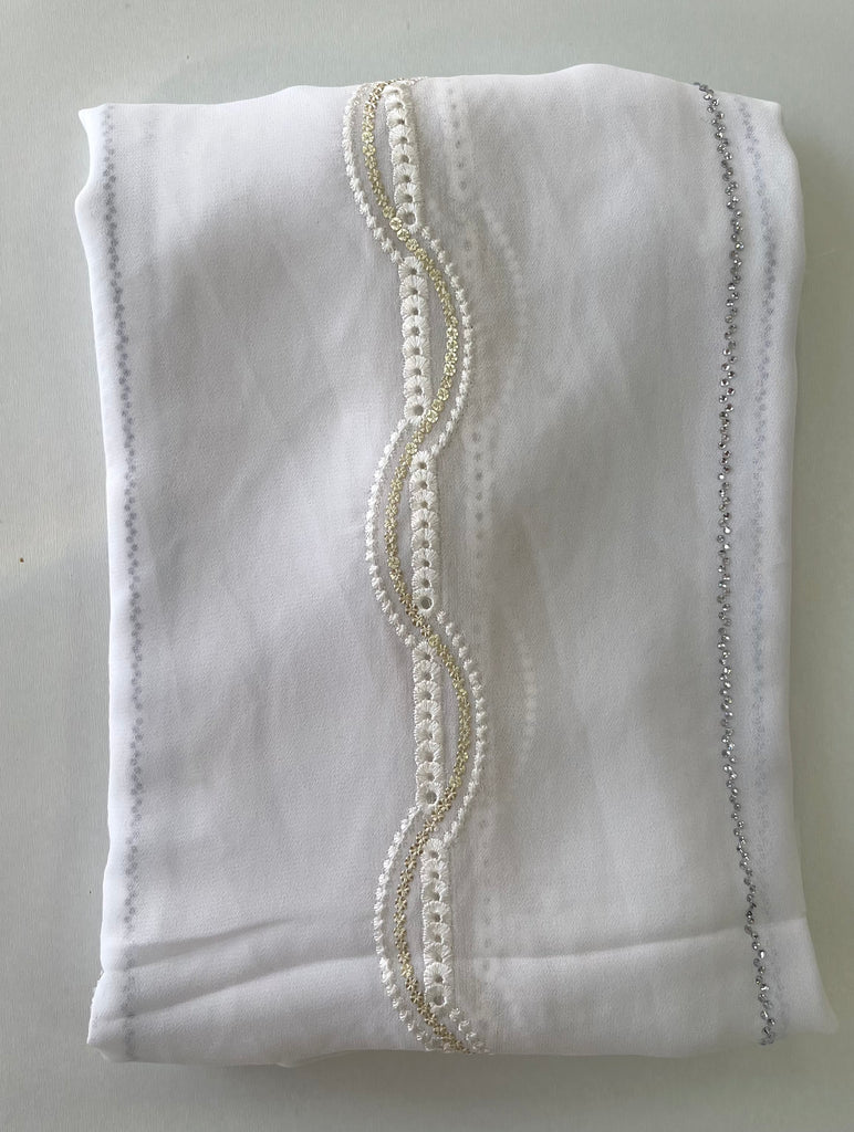 Kashkha Wave Embroidered Chiffon Long Hijab