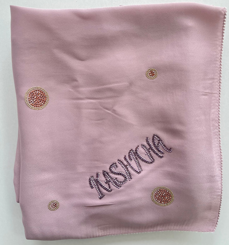 Kashkha 110cm Square Diamante Circle Accents Satin Feel Hijab