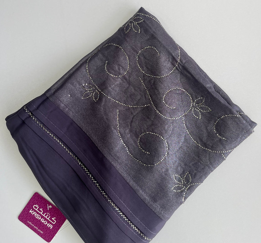 Khashkha Shimmering Swirls Diamante Long Chiffon Hijab