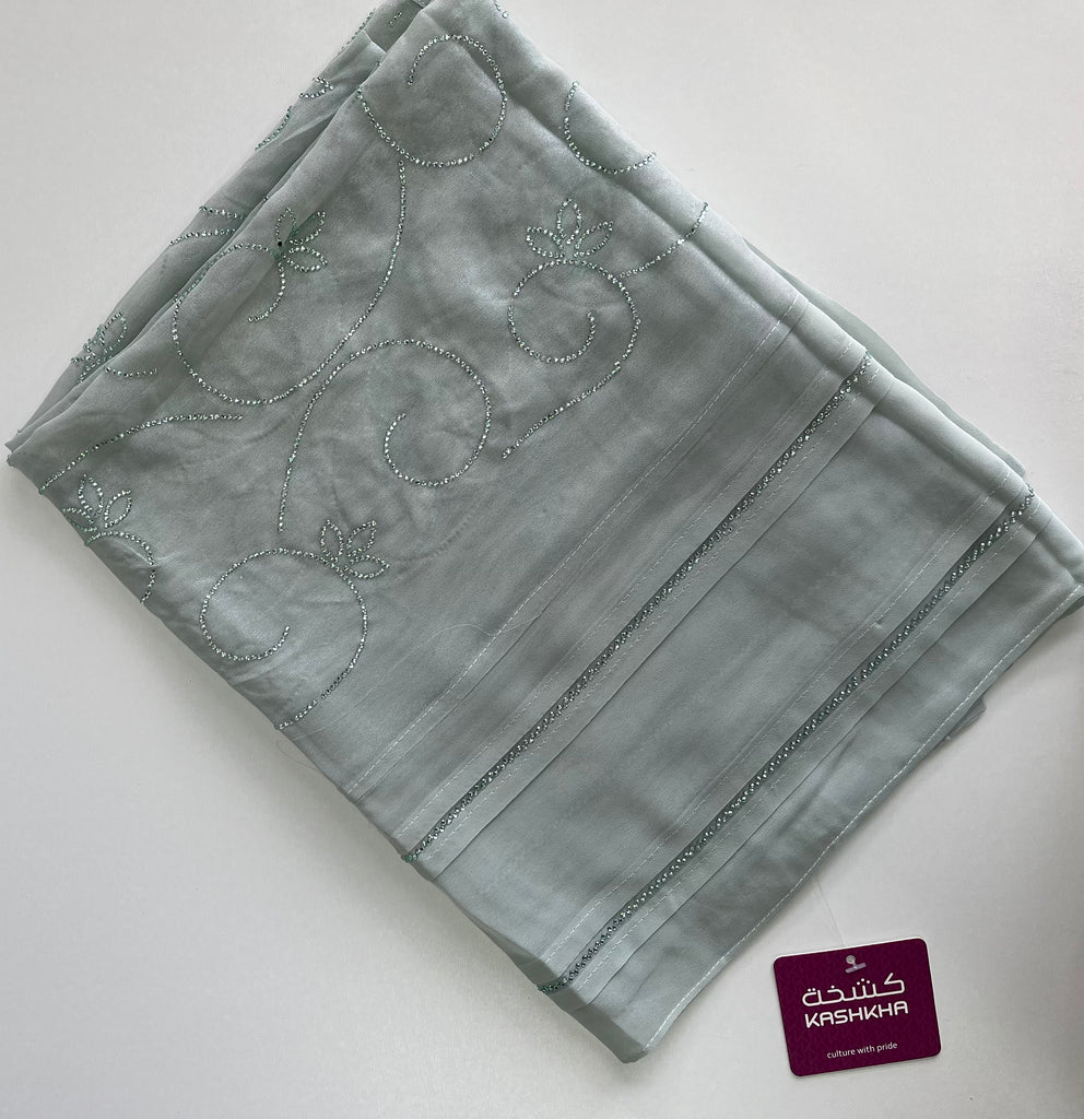 Khashkha Shimmering Swirls Diamante Long Chiffon Hijab