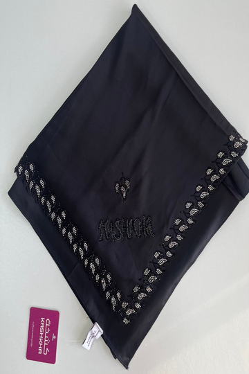 Kashkha Leaf Diamante Laser Cut Square Satin-Feel Hijab