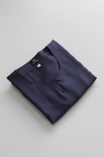 Pigeon Blue Premium Plain Closed Abaya With Pocket (Elastic Sleeves)