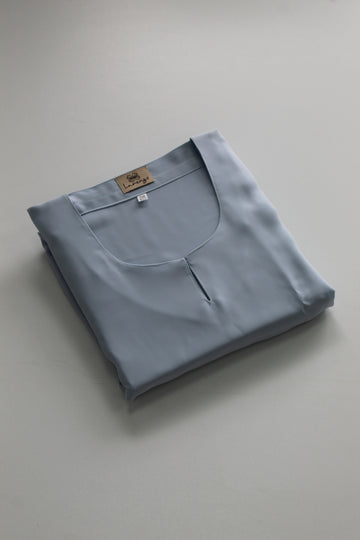 Baby Blue Premium Plain Closed Abaya With Pocket (Elastic Sleeves)